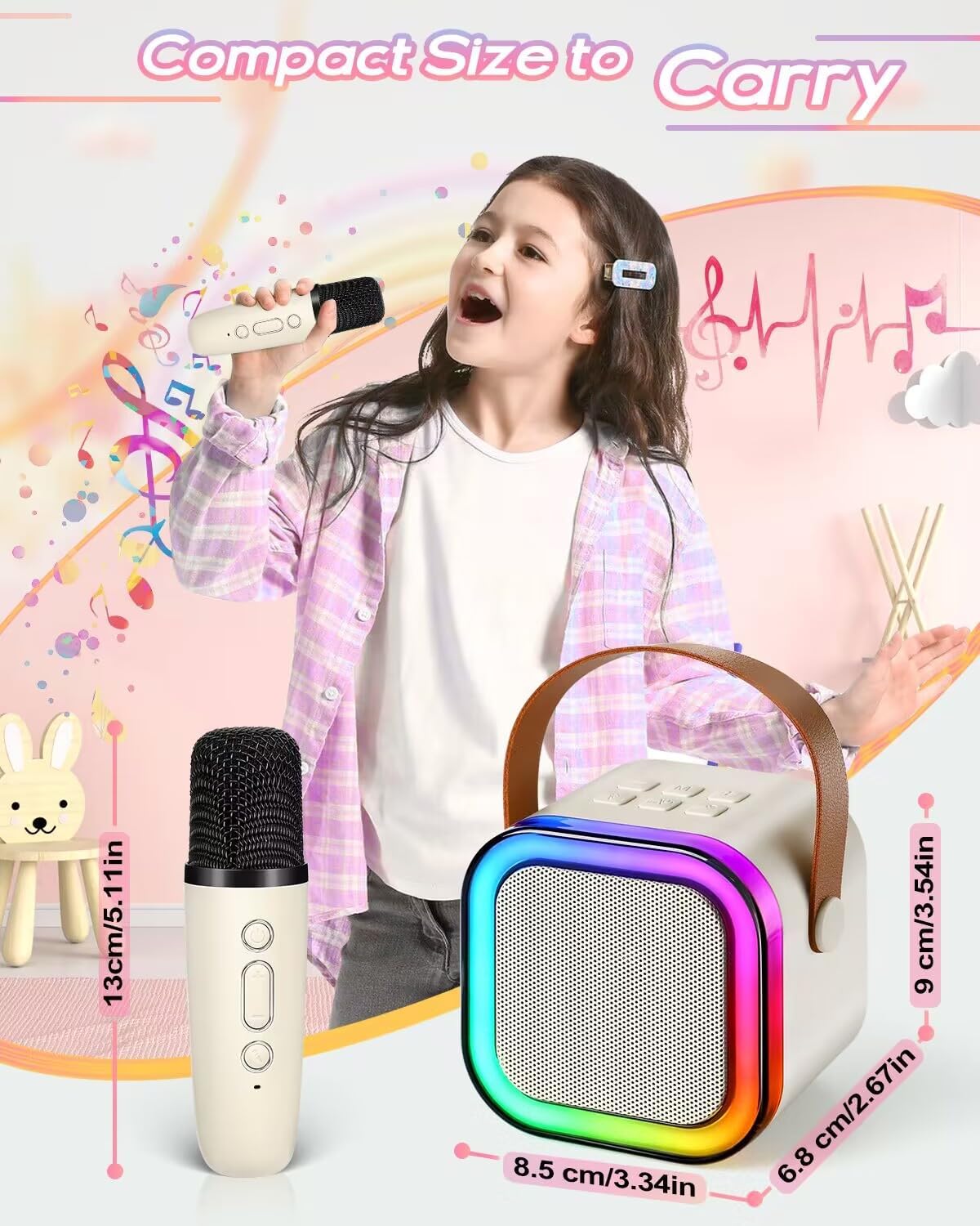 Karaoke Machine Kids with 2 Wireless Microphones