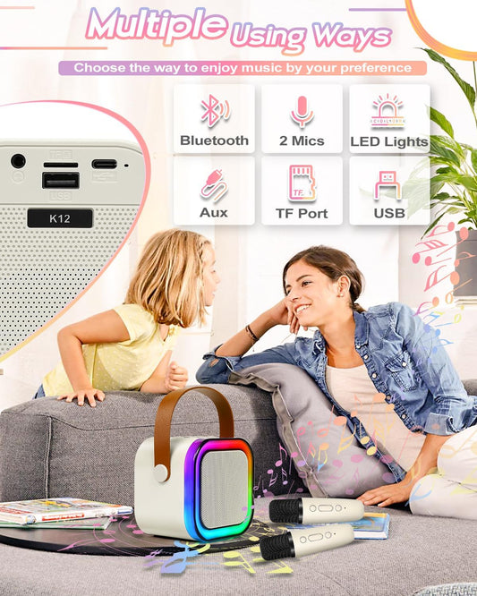 Karaoke Machine Kids with 2 Wireless Microphones