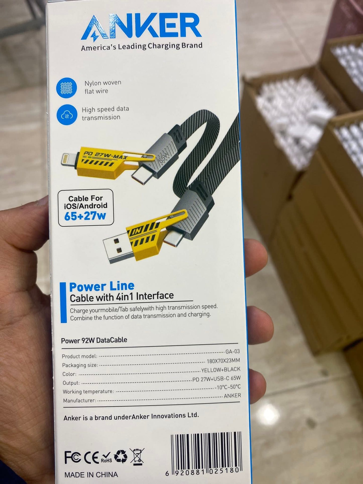 Câble de charge Anker GA-03 "4 en 1 Super Cable 